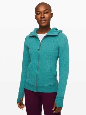 ✨ Lululemon Scuba Hoodie Light Cotton‎ Fleece Heathered Laguna Full Zip Size 6